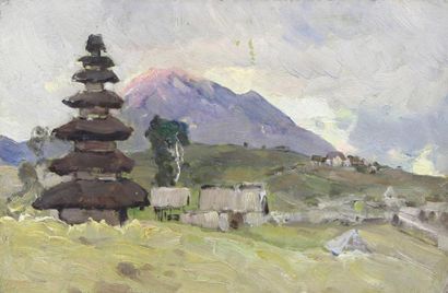 Ivan Leonidovich KALMYKOV (1866 - 1925) Vues de Bali.
Deux huiles sur panneau, l'une...