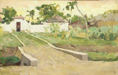 Ivan Leonidovich KALMYKOV (1866 - 1925) Vues de Bali.
Deux huiles sur panneau, l'une...