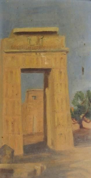 École du XXe siècle Vue de Karnak.
Huile sur panneau daté et situé au dos.
22 x 12...