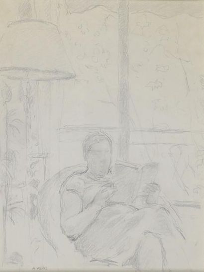 Armand ASSUS (1892 - 1977) La lecture et femme assise.
Deux dessins à la mine de...