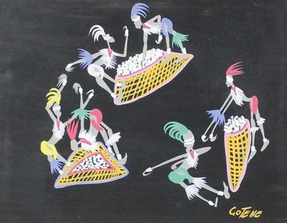 Marcel GOTENE (1939 - 2013) Les danseurs.
Gouache signée en bas à droite.
25 x 32,5...