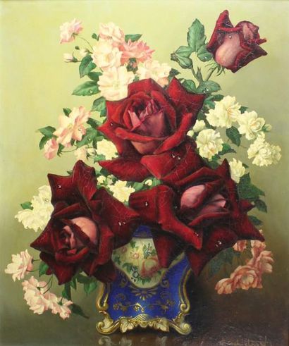 LEV TCHISTOVSKY (1902 - 1969) Bouquet de fleurs.
Huile sur isorel signé en bas à...