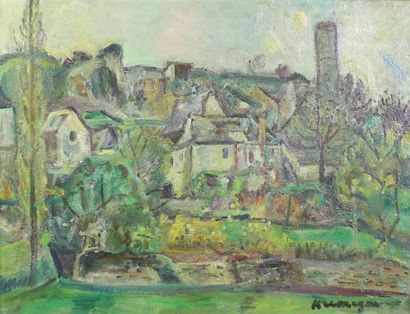 PINCHUS KREMEGNE (1890 - 1981) Vue d'un village.
Huile sur toile signée en bas à...