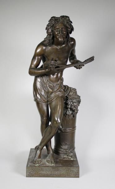 FRANCISQUE JOSEPH DURET (1804 - 1865) L'improvisateur.
Epreuve en bronze à patine...