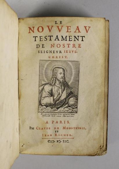 null Le Nouveau Testament. Paris, Claude de Montr'oeil et Jean Richer, 1598. Reliure...