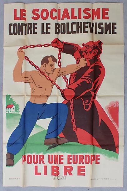 null Le socialisme contre le Bolchévisme pour une Europe libre.
Illustration signée.
Affiche...