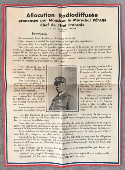 null Allocution radiodiffusée prononcée par Monsieur le Maréchal Pétain, Chef de...