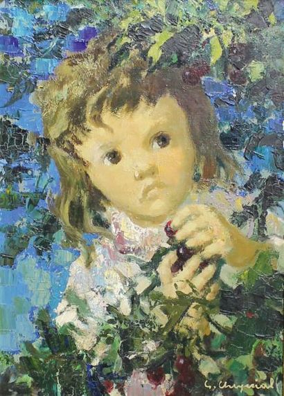 Georges Robert CHEYSSIAL (1907 - 1997) Les cerises.
Huile sur toile signée en bas...