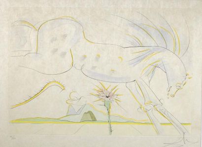Salvador DALI (1904 - 1989) Cheval surréaliste.
Lithographie en couleur signée en...