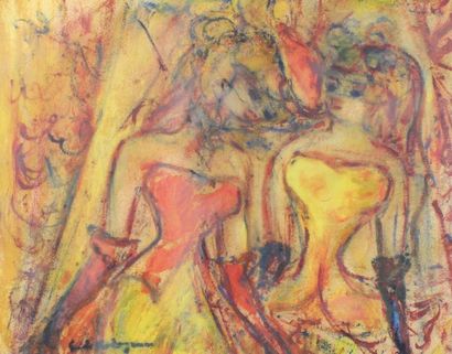 Guido CODAGNONE (1901-1968) Deux femmes.
Dessin en technique mixte signé en bas à...