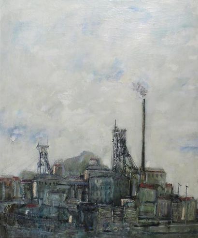 Bernard GANTNER (né en 1928) Usine aux toits rouges.
Huile sur toile signée et dédicacée...