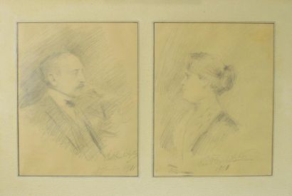 Pavel Petrovitch TRUBETSKOY (1866 - 1938) Portraits d'homme et de femme. 1911
Deux...