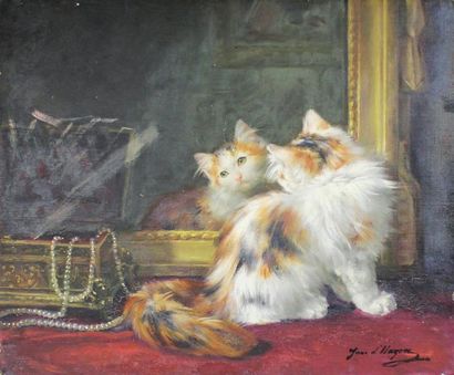 Jane DE HAZON DE SAINT-FIRMIN (1874-?) Le reflet.
Huile sur toile signé en bas à...
