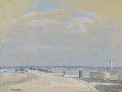 Eugène BOUDIN (1824 - 1898) Bord de mer à Hontfleur.
Pastel signé et monogrammé en...