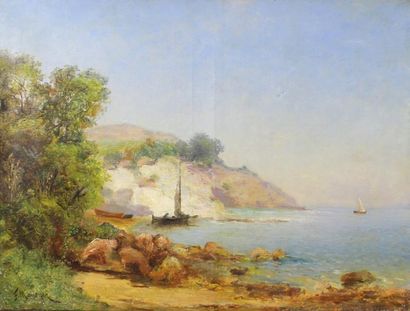 MANOYER F. (xxe siècle) Bord de mer.
Huile sur toile signée en bas à gauche. (Accidents...