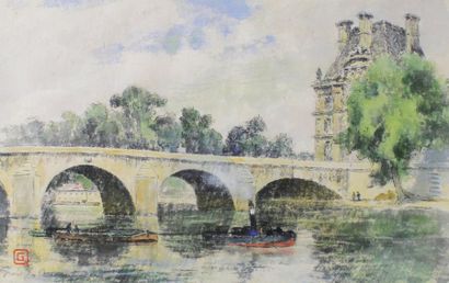 École Française du XIXe siècle Vue de Charenton et Le pont du Carousel.
Deux techniques...