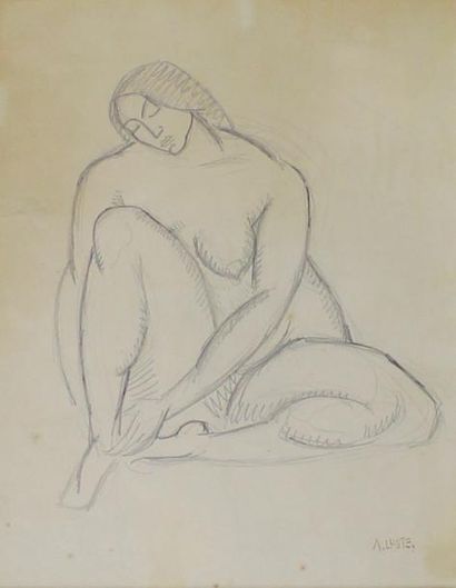 André LHOTE (1885 - 1962) Nu.
Crayon signé en bas à droite.
(Légères rousseurs)
Vue:...