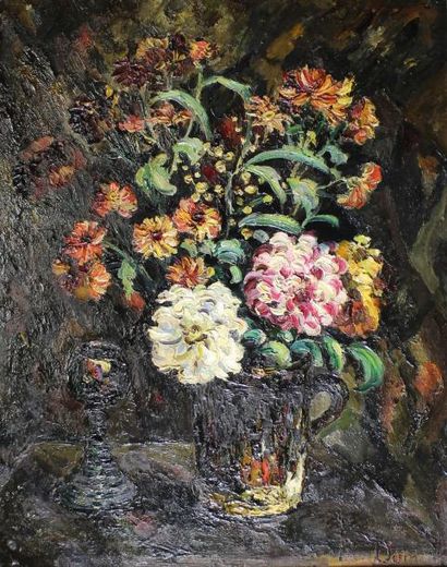 Pierre Jean DUMONT (1884 - 1936) Bouquet de fleurs dans un vase.
Huile sur toile...