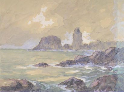 Jean Charles MILLET (1892-1944) Marine.
Aquarelle signée en bas à droite.
30 x 39...