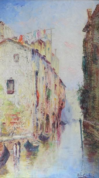 Italo GIORDANI (1882 - 1956) Le canal de Venise.
Huile sur panneau signé en bas à...