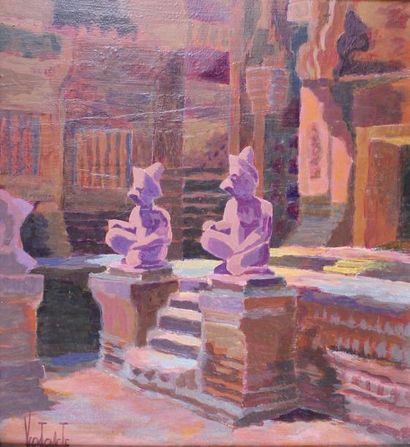 VERSTRAETE Indochine, ruines d'Angkor. Temple de Prah Paliley et Temple de Banteay-Srei...