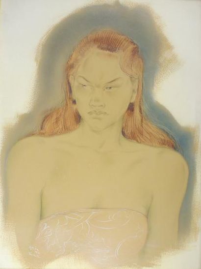 Serge GRES (1899-1970) La tahitienne, 1936.
Peinture sur papier signé et daté en...