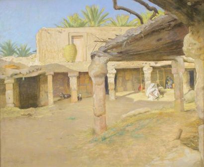 Marcel MANGIN (1852 - 1915) Cour arabe à Jarra, Tunisie.
Pastel signé en bas à gauche....