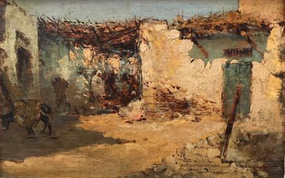 Carlos ABASCAL (1871-1948). Entrée du souk de Marrakech.
Huile sur panneau daté 1924...