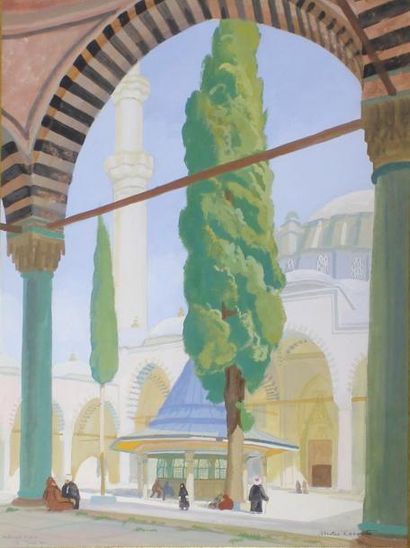 André LECOMTE (XIXe - XXe siècle). La mosquée Mehmed Fatih 1930.
Gouache signée en...