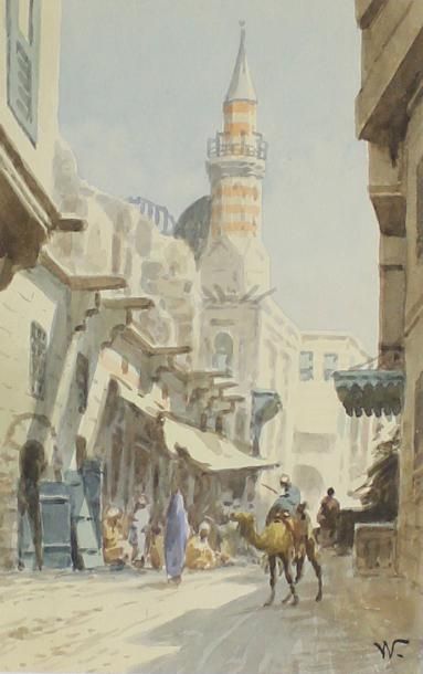 École (fin XIXe siècle) Vieilles rues arabes.
Paire d'aquarelles orientalistes portant...