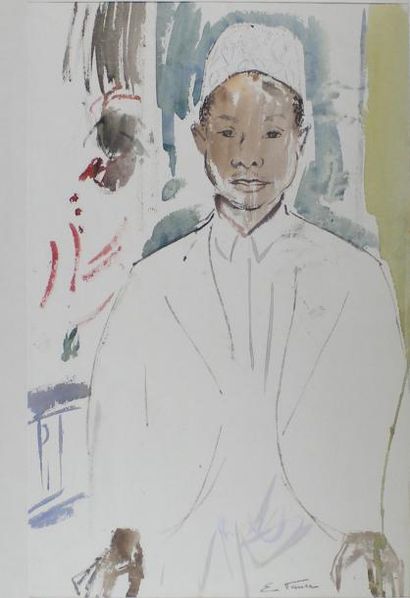 Elisabeth FAURE (1906 - 1964) Portrait d'homme.
Aquarelle signée en bas à droite.
Vue:...