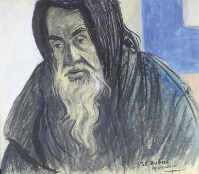 Paul Elie DUBOIS (1886 - 1949) Portrait de vieil arabe.
Technique mixte signée et...