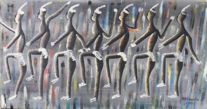KABINDA La danse, 1963.
Huile sur toile signée et datée en bas à droite.
46 x 86,5...