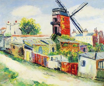 Elisée MACLET (1881-1962) Montmartre et le Moulin de la galette.
Huile sur carton...