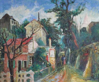 Père CREIXAMS PICO (1893 - 1965) Vue de Montmartre animée.
Huile sur toile signée...