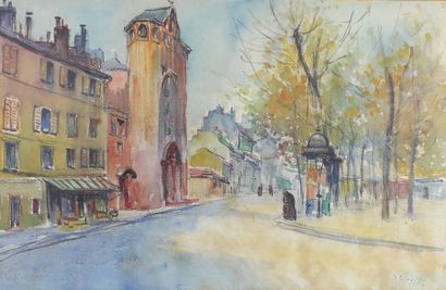 Pierre de BELAY (1890 - 1947) Place des Abbesses, 1917.
aquarelle signée et datée...