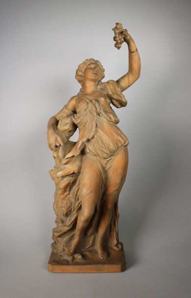 CLODION (1738 - 1814) (D'APRÈS) Vestale.
Terre cuite. (Réparation et manque au bras...
