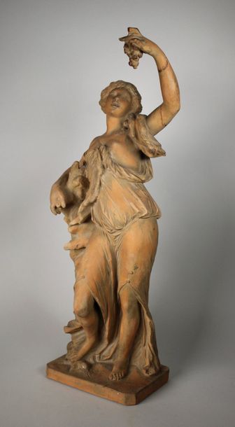 CLODION (1738 - 1814) (D'APRÈS) Vestale.
Terre cuite. (Réparation et manque au bras...