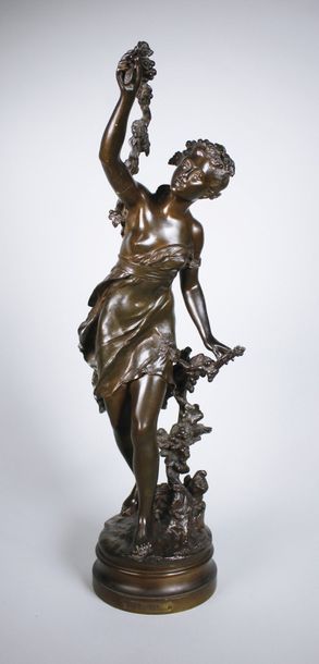 Auguste MOREAU (1834 - 1917) La vigne.
Epreuve en bronze à patine bun. Fonte d'édition...
