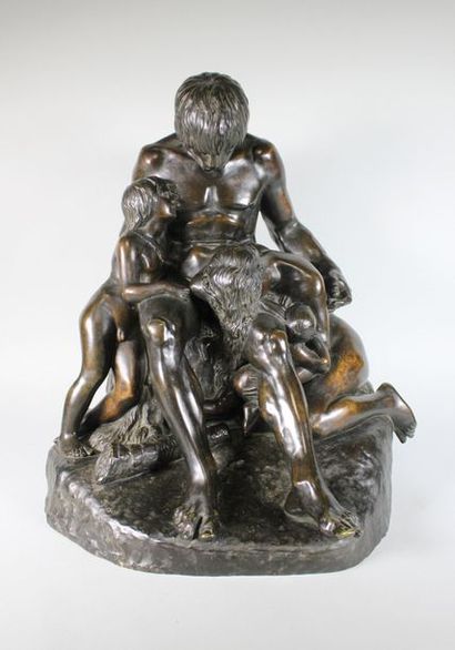 Antoine ETEX (1808 - 1888) La famille de Caïn.
Rare épreuve en bronze à patine brun...