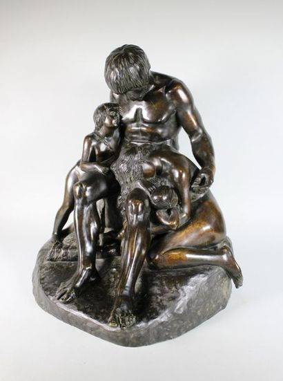 Antoine ETEX (1808 - 1888) La famille de Caïn.
Rare épreuve en bronze à patine brun...