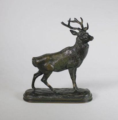 Antoine Louis BARYE (1796 - 1875) Cerf.
Epreuve en bronze à patine brun nuancé. Fonte...