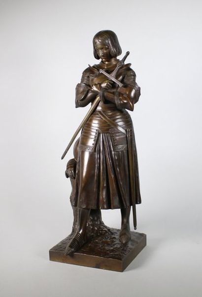 Marie d'ORLEANS (1865 - 1919) Jeanne d'Arc.
Epreuve en bronze à patine brun clair...