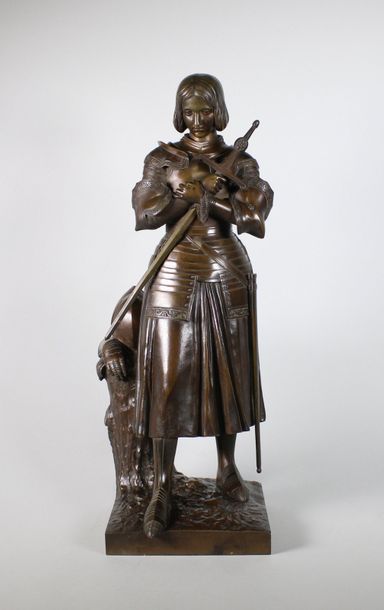 Marie d'ORLEANS (1865 - 1919) Jeanne d'Arc.
Epreuve en bronze à patine brun clair...