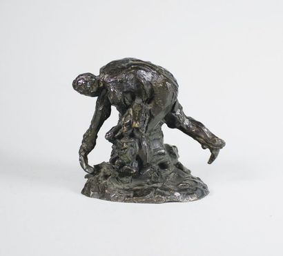 Aimé Jules DALOU (1838 - 1902) Paysan botteleur.
Epreuve en bronze à patine brun...