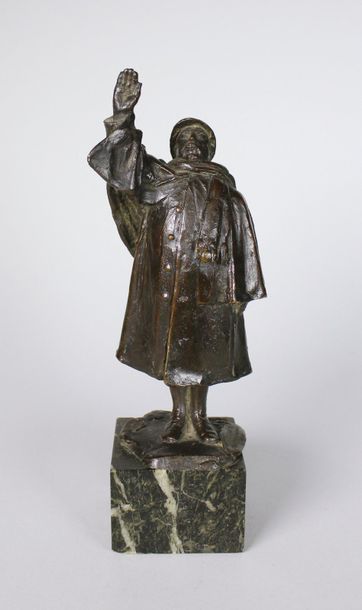 Max BLONDAT (1872 - 1926) Le salut de Clémenceau.
Epreuve en bronze à patine brun...