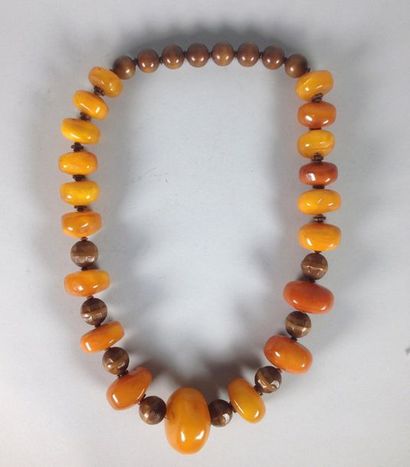 null Collier d'ambre.
composé de 19 perles d'ambre et de 16 perles de bois

Poids...