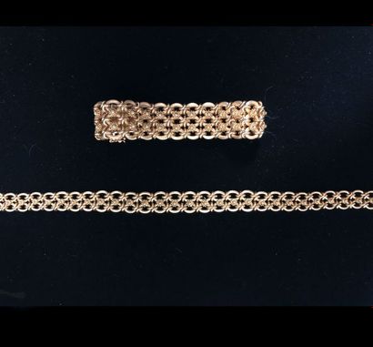 null Parure en or jaune 18K comprenant un bracelet et un collier, maille tressée...