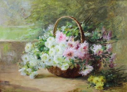 Louis LETSCH (1856 - 1940) Bouquet de fleur dans un panier.
Importante huile sur...