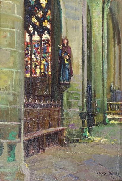 Paul-Charles CHOCARNE-MOREAU (1855 - 1931) La nef.
Huile sur toile signé en bas à...
